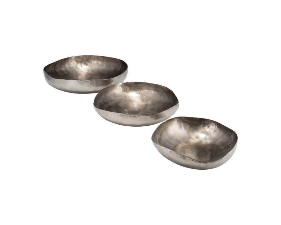 Sagebrook 11"/14"/17" Metal Organic Shaped Bowls (Set Of 3) - Bronze