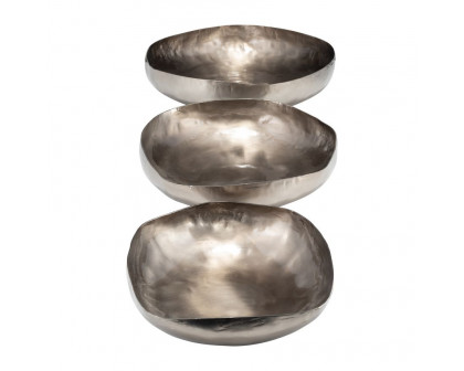 Sagebrook 11"/14"/17" Metal Organic Shaped Bowls (Set Of 3) - Bronze