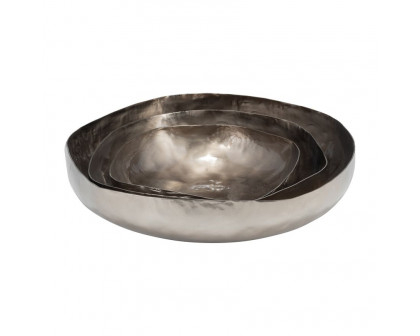 Sagebrook 11"/14"/17" Metal Organic Shaped Bowls (Set Of 3) - Bronze