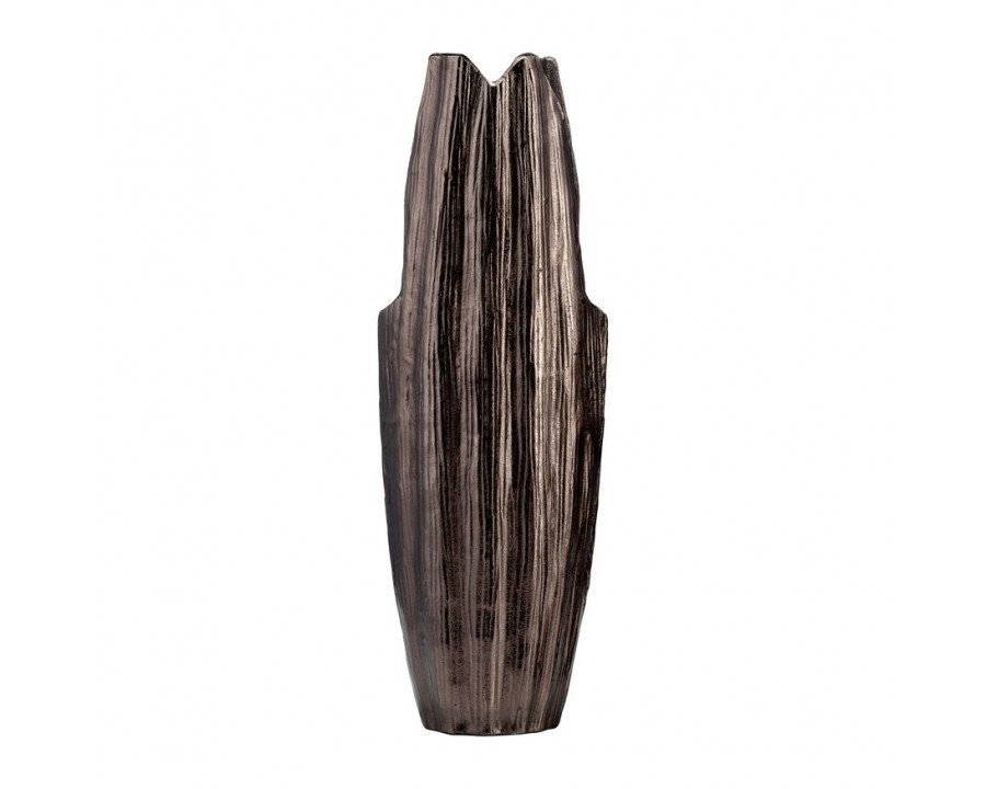 Sagebrook 24" Metal Abstract Ridged Vase - Black Nickel