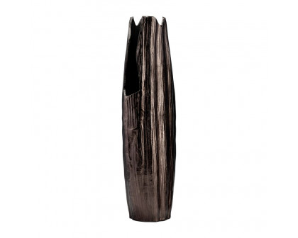 Sagebrook 24" Metal Abstract Ridged Vase - Black Nickel