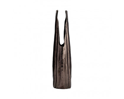 Sagebrook 20" Metal Abstract Ridged Vase - Black Nickel