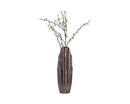 Sagebrook 20" Metal Abstract Ridged Vase - Black Nickel