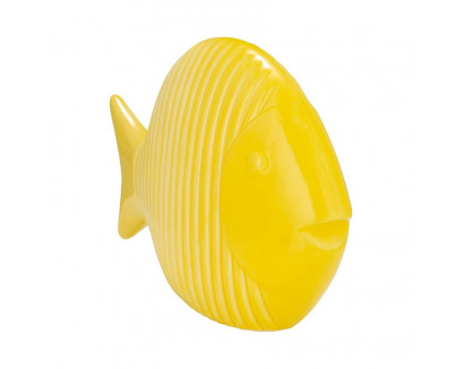 Sagebrook 12" Ceramic V Striped Fish - Yellow