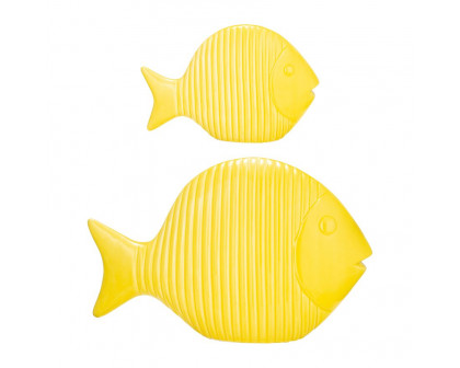 Sagebrook 12" Ceramic V Striped Fish - Yellow