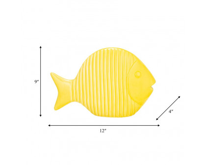 Sagebrook 12" Ceramic V Striped Fish - Yellow