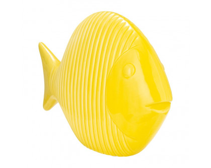 Sagebrook 16" Ceramic V Striped Fish - Yellow