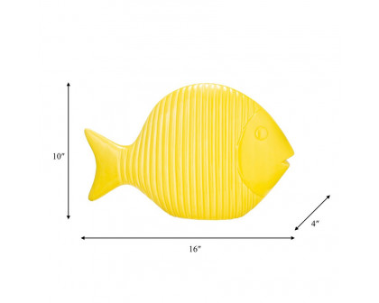 Sagebrook 16" Ceramic V Striped Fish - Yellow