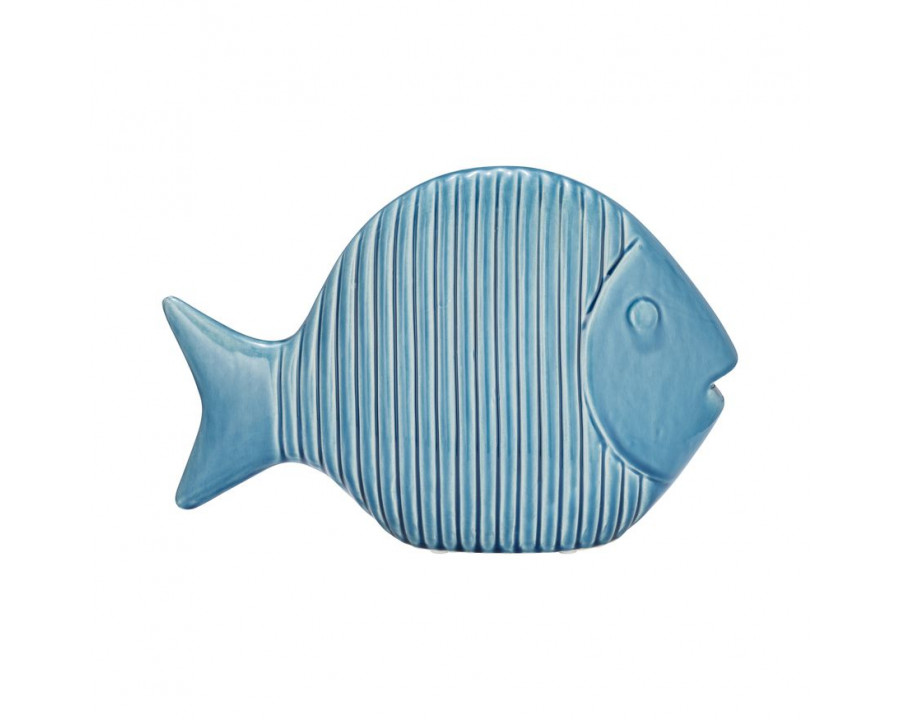 Sagebrook 12" Ceramic V Striped Fish - Blue