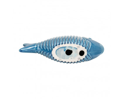 Sagebrook 12" Ceramic V Striped Fish - Blue