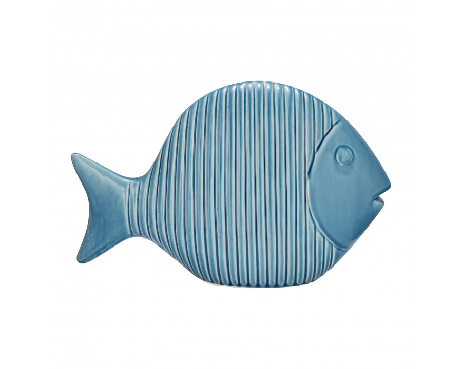 Sagebrook 16" Ceramic V Striped Fish - Blue