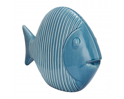 Sagebrook 16" Ceramic V Striped Fish - Blue