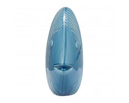 Sagebrook 16" Ceramic V Striped Fish - Blue