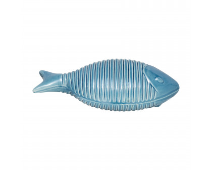 Sagebrook 16" Ceramic V Striped Fish - Blue