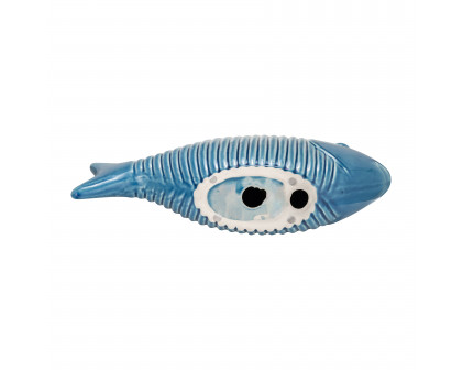 Sagebrook 16" Ceramic V Striped Fish - Blue