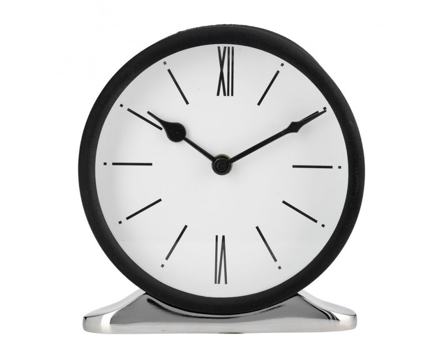 Sagebrook - 7" Metal Candid Table Clock in White/Black