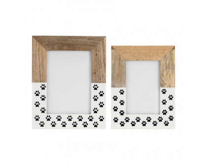 Sagebrook 5"x7" Wood Dog-paws Photo Frame - White