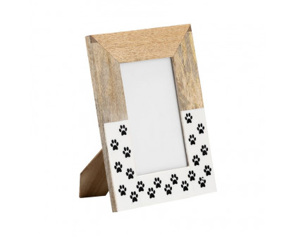 Sagebrook 4"x6" Wood Dog-paws Photo Frame - White