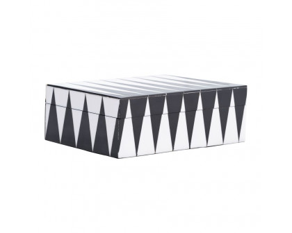 Sagebrook - 6"/7"/9" Resin Sharp Lines Rec Boxes (Set Of 3) in Black/White