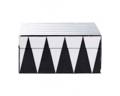 Sagebrook - 6"/7"/9" Resin Sharp Lines Rec Boxes (Set Of 3) in Black/White