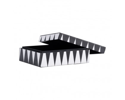 Sagebrook - 6"/7"/9" Resin Sharp Lines Rec Boxes (Set Of 3) in Black/White