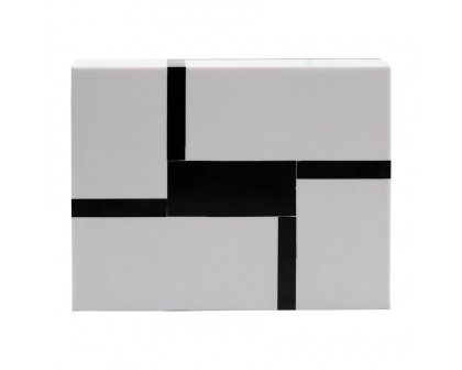 Sagebrook - 6"/7"/9" Resin Bold Lines Design Rec Boxes (Set Of 3) in Black/White