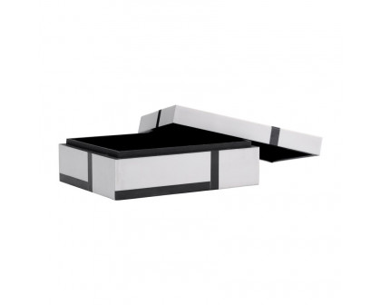 Sagebrook - 6"/7"/9" Resin Bold Lines Design Rec Boxes (Set Of 3) in Black/White