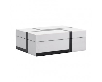 Sagebrook - 6"/7"/9" Resin Bold Lines Design Rec Boxes (Set Of 3) in Black/White