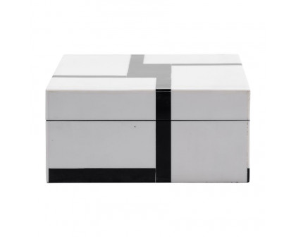 Sagebrook - 6"/7"/9" Resin Bold Lines Design Rec Boxes (Set Of 3) in Black/White