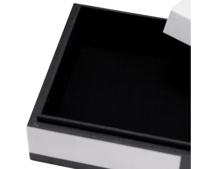 Sagebrook - 6"/7"/9" Resin Bold Lines Design Rec Boxes (Set Of 3) in Black/White