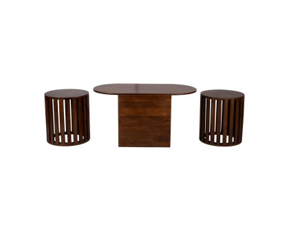 Sagebrook - Wood Table & Stool Set in Brown