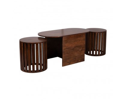 Sagebrook - Wood Table & Stool Set in Brown