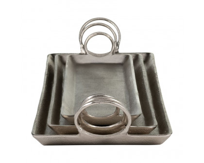 Sagebrook - Metal Casted Trays (Set Of 3) in Metallic