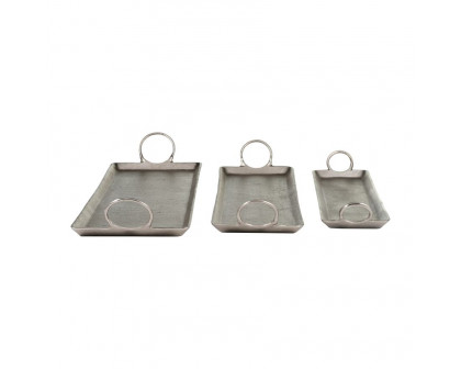 Sagebrook - Metal Casted Trays (Set Of 3) in Metallic