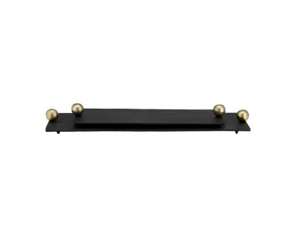 Sagebrook - 24"/18" Metal Flat Tray With Gold Knob Handles (Set Of 2)