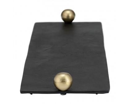 Sagebrook - 24"/18" Metal Flat Tray With Gold Knob Handles (Set Of 2)