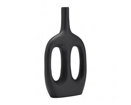 Sagebrook 15" Metal Hollow Handles Vase - Black