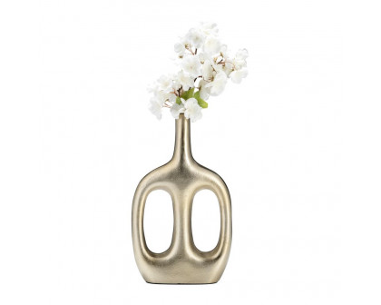 Sagebrook 15" Metal Hollow Handles Vase - Champagne