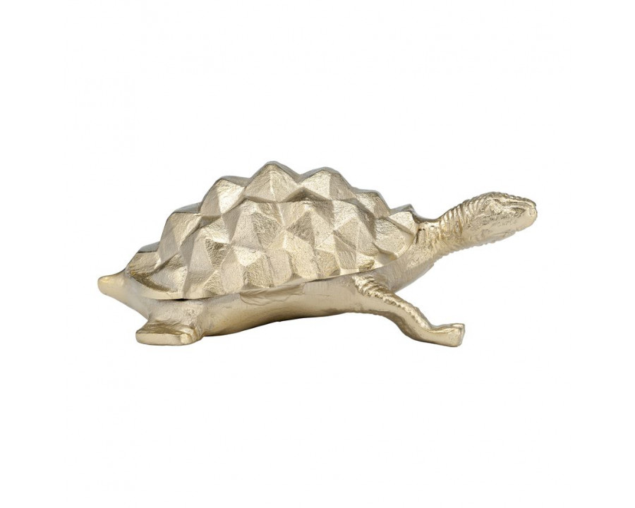 Sagebrook - 9" Metal Walking Tortoise in Champagne