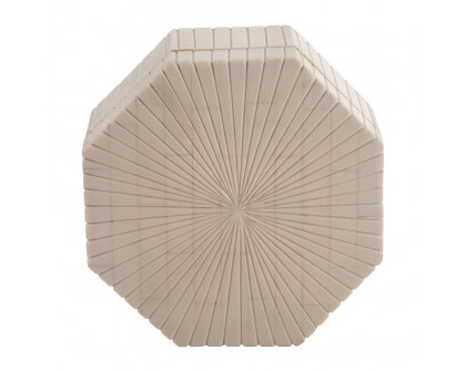 Sagebrook - 6"/8" Resin Hexagon Boxes With Ridge Design (Set Of 2) in Ivory