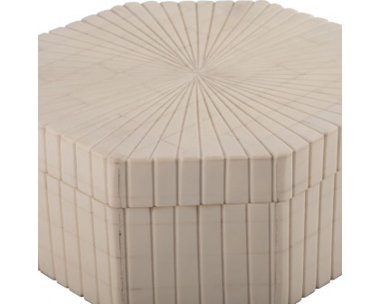 Sagebrook - 6"/8" Resin Hexagon Boxes With Ridge Design (Set Of 2) in Ivory