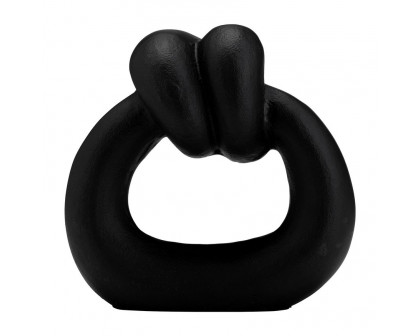 Sagebrook 11" Metal Broad Knot Ring Sculpture - Black