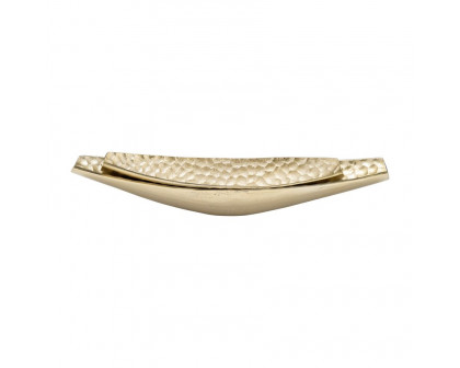 Sagebrook - 18"/24" Metal Hammered Elongated Trays (Set Of 2) in Champagne