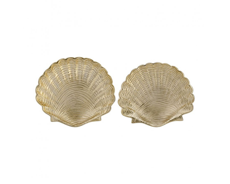 Sagebrook 10"/12" Metal Flat Shell Dish (Set Of 2) - Champagne