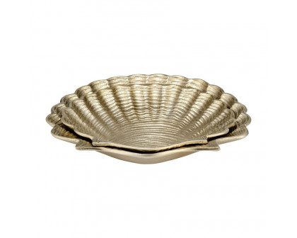 Sagebrook 10"/12" Metal Flat Shell Dish (Set Of 2) - Champagne