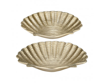 Sagebrook 10"/12" Metal Flat Shell Dish (Set Of 2) - Champagne