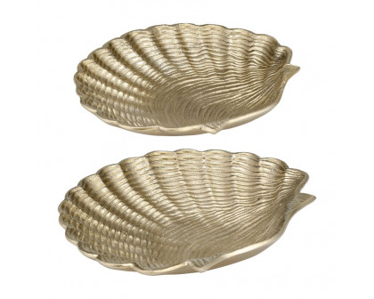 Sagebrook 10"/12" Metal Flat Shell Dish (Set Of 2) - Champagne