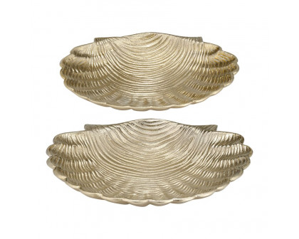 Sagebrook 10"/12" Metal Flat Shell Dish (Set Of 2) - Champagne