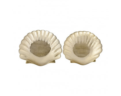 Sagebrook 10"/12" Metal Flat Shell Dish (Set Of 2) - Champagne