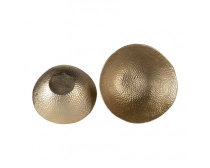 Sagebrook - 11"/13" Metal Round Hammered Bowls (Set Of 2) in Champagne